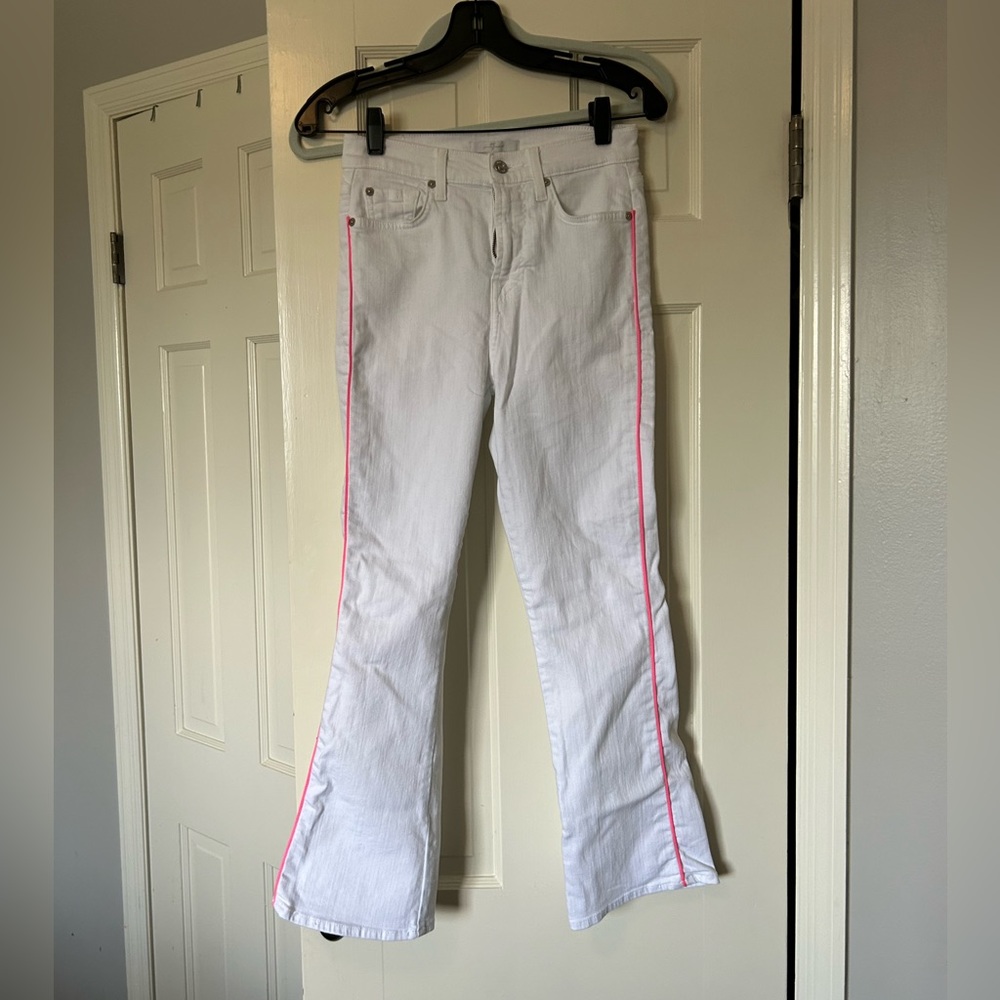 7 for all Mankind white and pink jeans